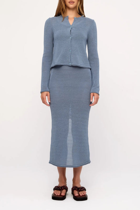 ZULU AND ZEPHYR | Textured Knit Cardigan Denim Blue