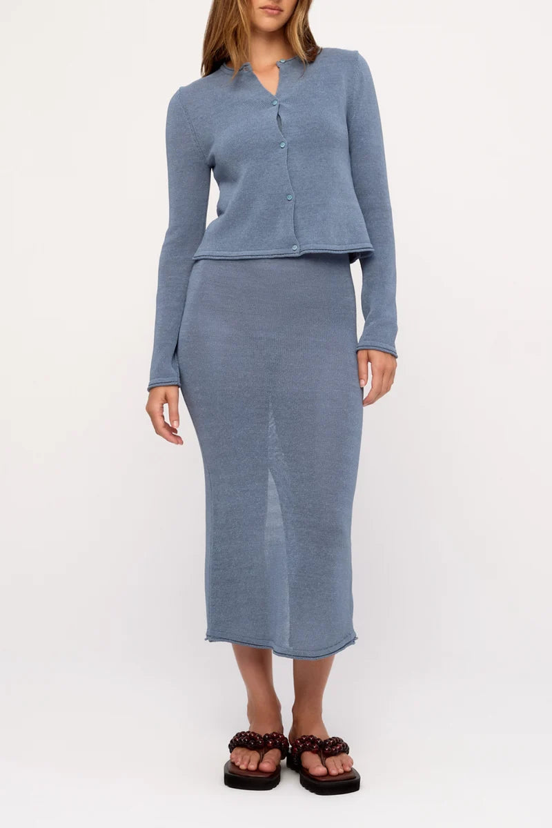 ZULU AND ZEPHYR | Textured Knit Cardigan Denim Blue