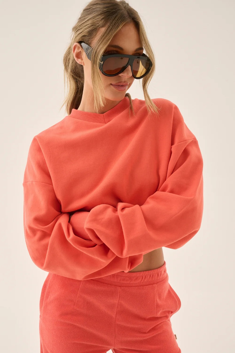 ARAMINTA JAMES | Palmera V Neck Sweatshirt Coral