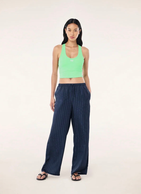 PE NATION | Balance Satin Pant In Dark Navy Pinstripe