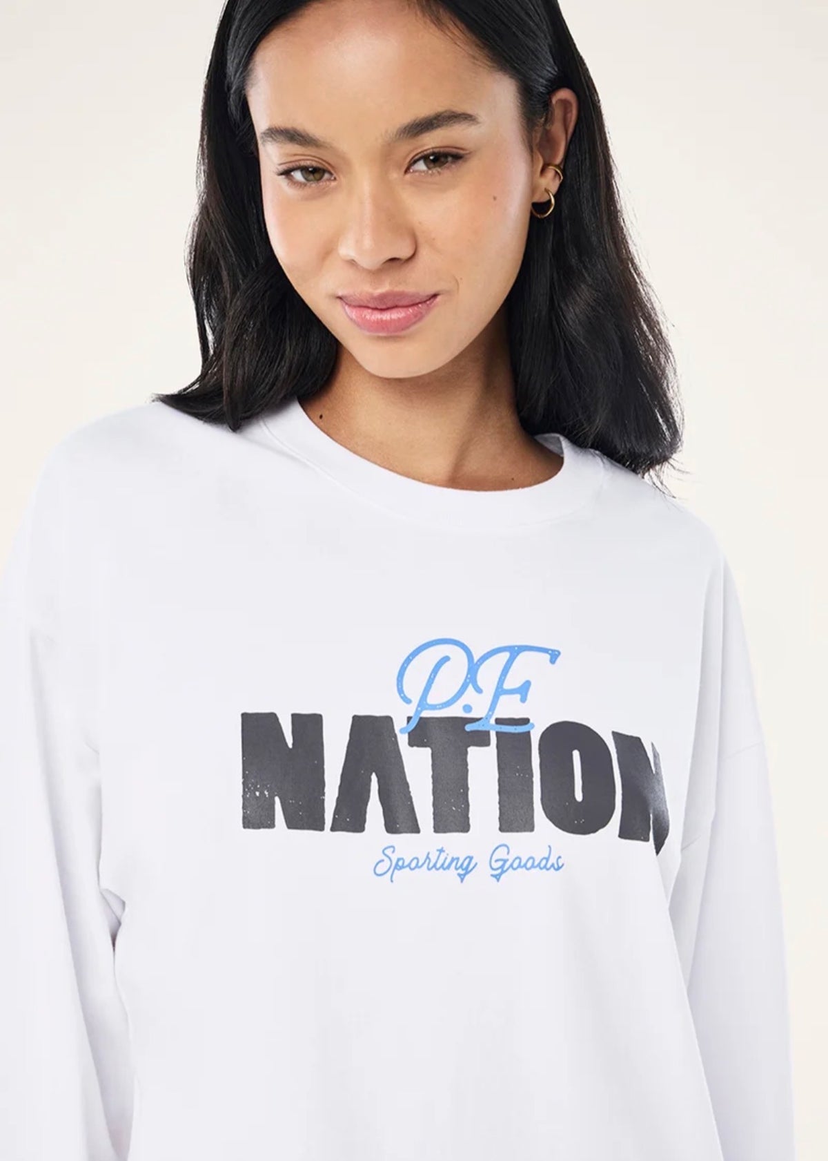 PE NATION | Champion Long Sleeve Heavyweight Tee In White