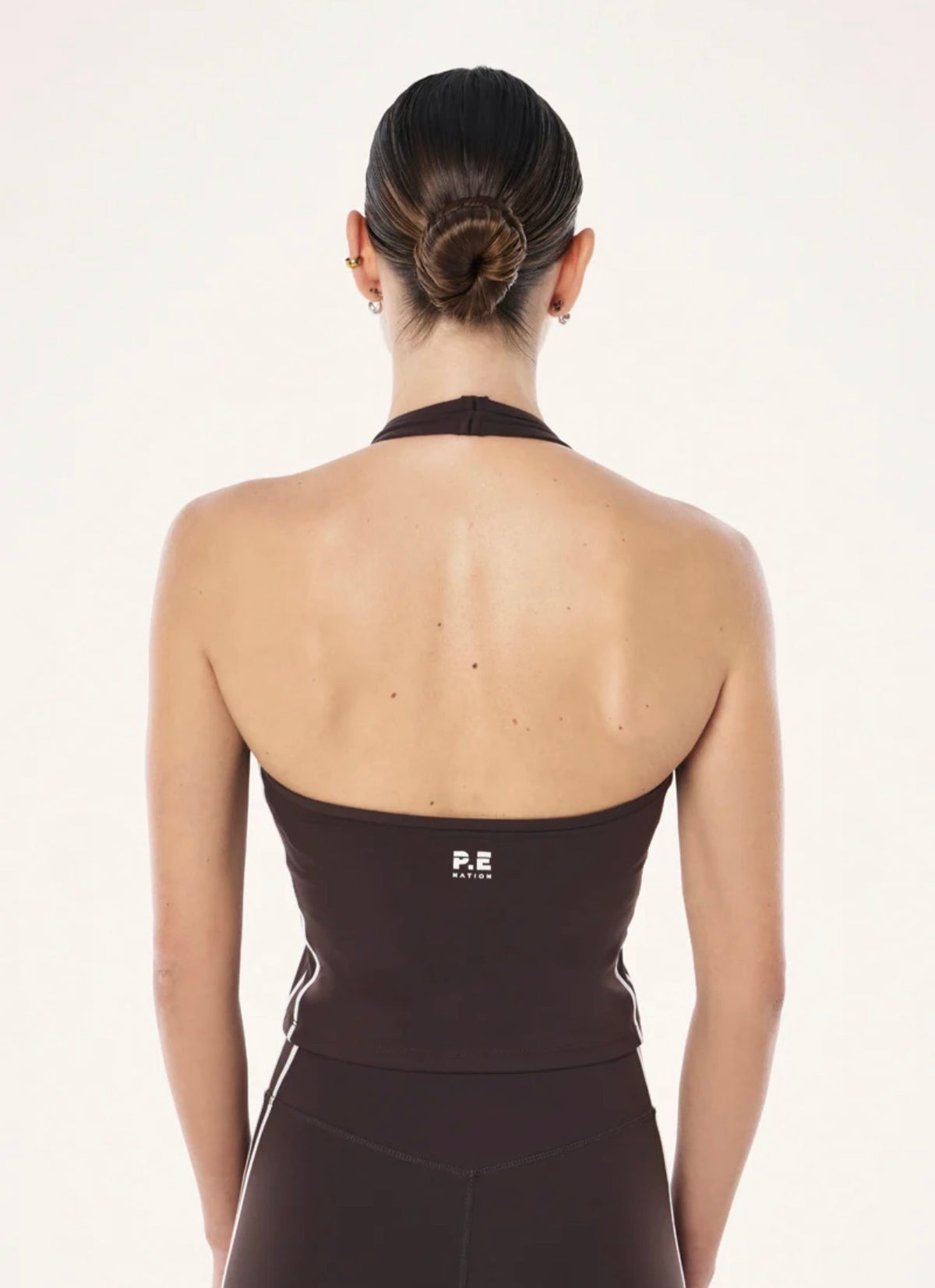 PE NATION | Radar Halter Tank In Coffee & Whisper White
