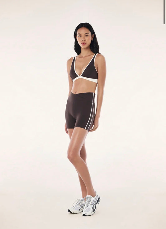 PE NATION | Clarity 5" Bike Short In Coffee & Whisper White