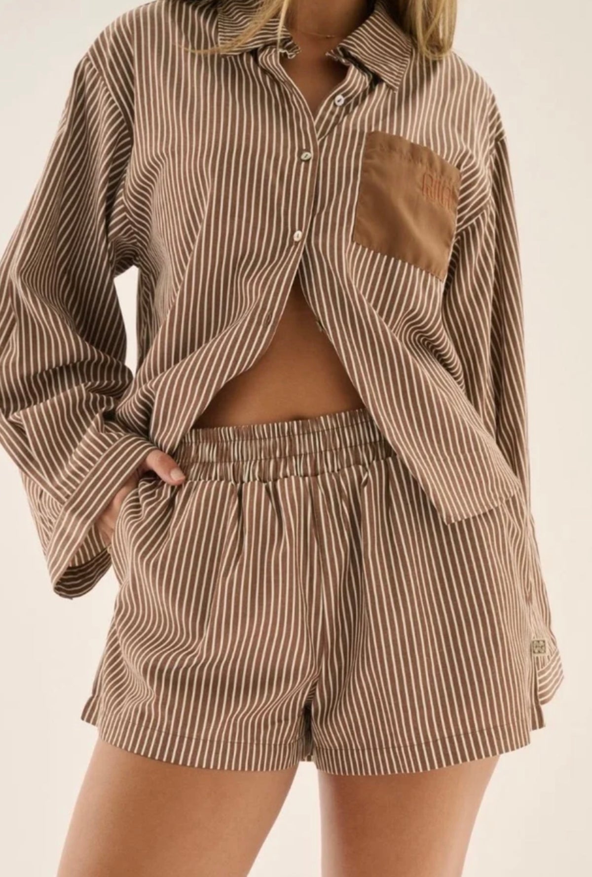 ARAMINTA JAMES | AJ STRIPE SHORT CHOCOLATE