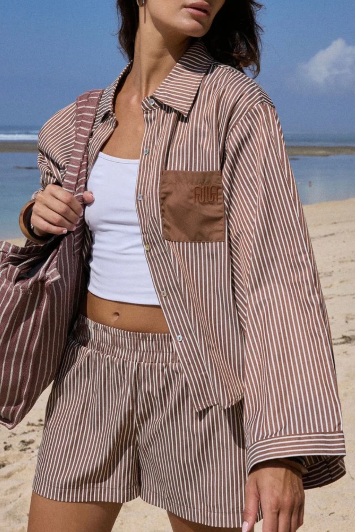 ARAMINTA JAMES | AJ STRIPE SHORT CHOCOLATE