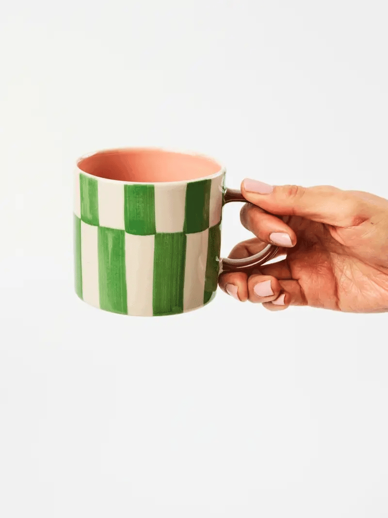 JONES AND CO | Bloomie Green Check Mug